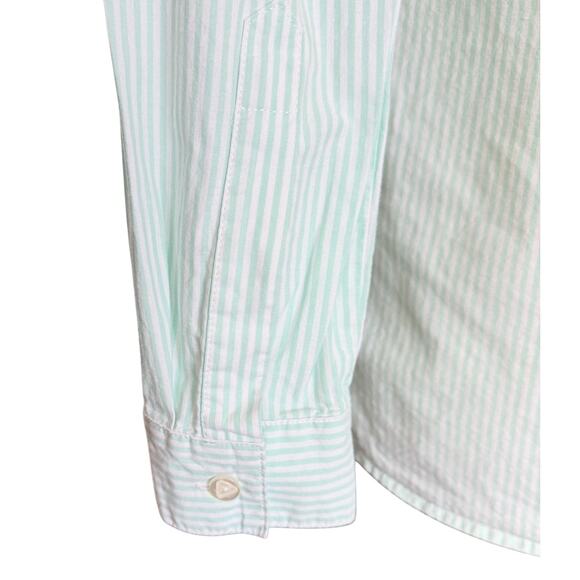 Ellie Mae Marvin Button Down Shirt Size S Beachy Micro-striped in Seafoam Green - Picture 10 of 12